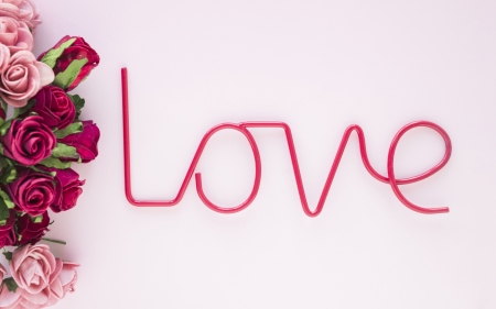 :) - word, valentine, rose, love, flower, pink