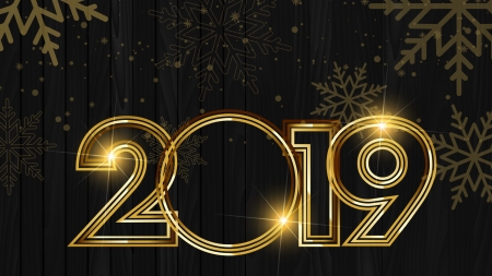 Happy New Year! - new year, 2019, card, golden, black