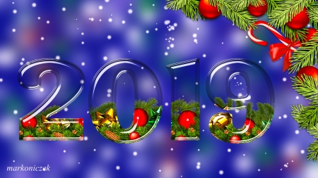 2019 - winter, New Year, decorations, holidays, cool