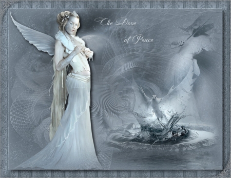 DOVE OF PEACE - WHITE, WINGS, FAIRY, DOVE, FEMALE