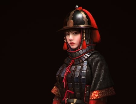 Joseon Dynasty - joseon dynasty, girl, luminos, red, asian, black, fantasy, choong yeol lee