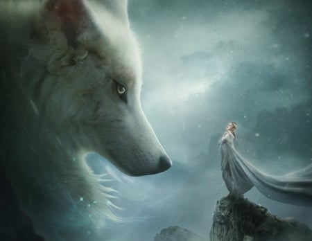 :) - wolf, fantasy, lup, hosne qanadelo, luminos, girl