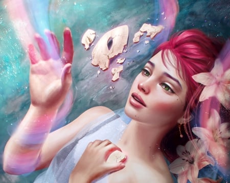 :) - paulina bochniak, art, girl, pink, hand, fantasy