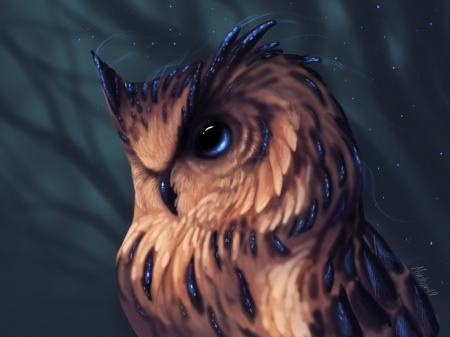 Owl - fantasy, minea juntura, owl, bufnita, luminos, minea jumtura