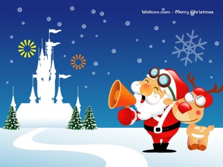 Santa And Rudolph - Wallpaper, Santa, And, Rudolph