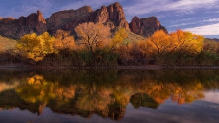 Reflecting Lake - lake, rocks, reflection, trees, nature