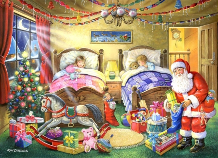 :) - santa, painting, craciun, art, ray cresswell, pictura, bedroom, christmas