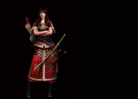 Joseon Dynasty - black, choong yeol lee, joseon dynasty, fantasy, red, girl