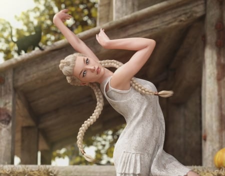 Countrygirl - girl, dance, luminos, verica hupe valzheimer, countrygirl, fantasy, blonde