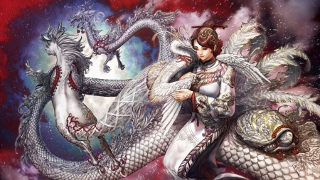 sweetness - art, girl, fantasy, dragons