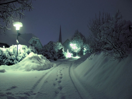 winter night - snow, cold, night, winter