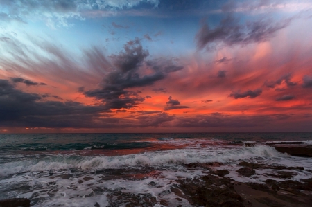 Sunset - cloud, sea, sunset, sky