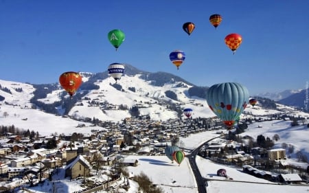 Hot Air Balloons in Winter