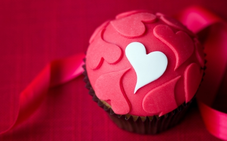 cupcake - dessert, heart, cupcake, icing