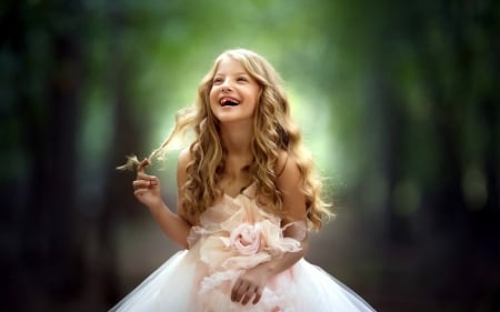 Little Girl - child, flowers, bouquet, smile, girl