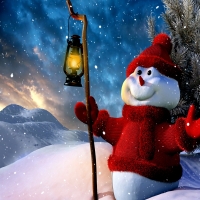 Snow Man In Red