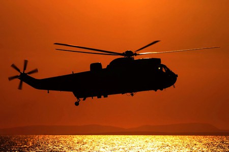 Sea King Sunset.. - aircraft, jet, sunset, rotors, military, seaking