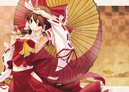 Hakurei Reimu - hakurei reimu, red, touhou, yellow