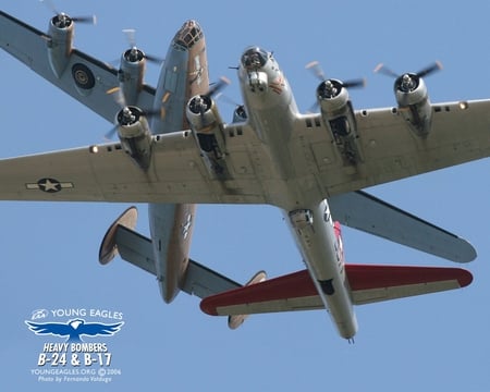 Two WW2 Bombers up Close - ocean, sky, jet, air, prop, mach, runway, f-117, contrail, cloud, eagle, afterburn, float