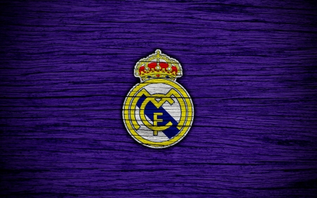 Real Madrid C.F. - wooden, logo, emblem, soccer, football, realmadrid, real madrid