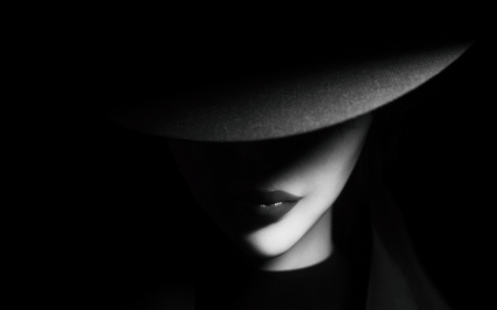 :-) - lips, hat, girl, whire, bw, rohan dalvi, black