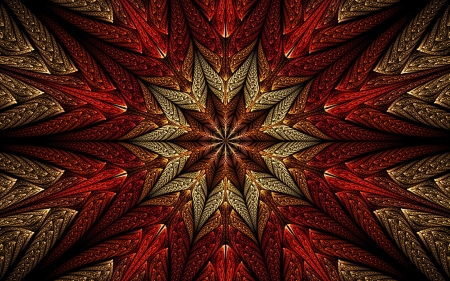 Red Fractal Flower - abstract, dark red, flower, fractal