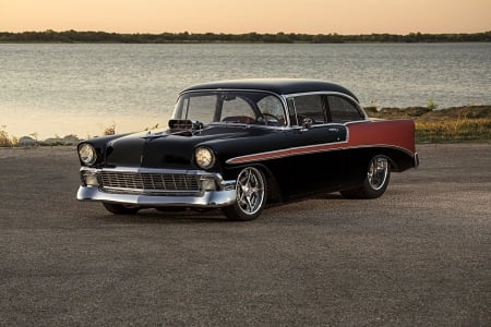 Custom-Built-1956-Bel Air - Muscle, GM, Black, Classic