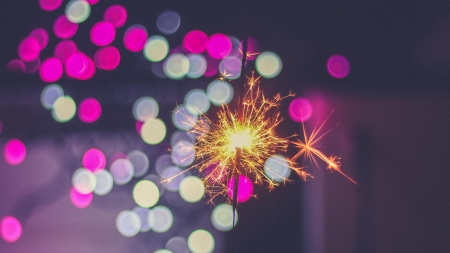 Happy New Year! - hasan aldari, bokeh, new year, pink, fireworks