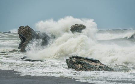 Storm in Liepaja, Latvia - storm, Latvia, sea, splash, wave