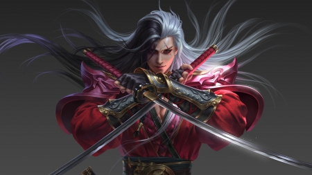 Fighter - fighter, game, fantasy, red, sword, yang chen, man