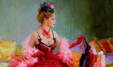 Boudoir Beauty - razumov, woman, painting, art, lady, pretty, girl, wallpaper