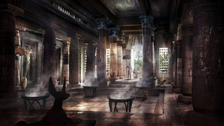 Pharaoh's place - fantasy, armando savoia, room, art, pharaoh, luminos