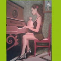 piano player painted by saad kilo