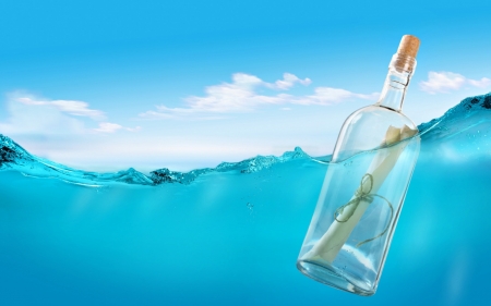 * - water, letter, bottle, sea