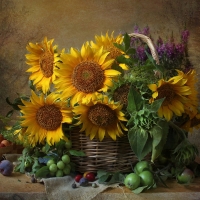 Still life with sunflowers