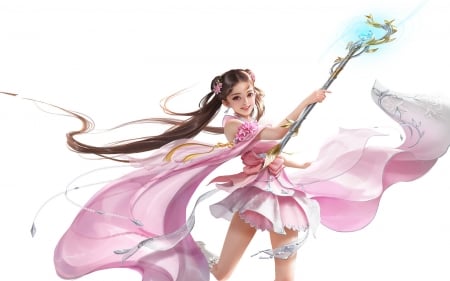 Fantasy girl - fantasy, white, girl, pink, jianyachi l