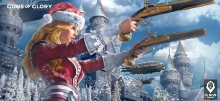 Fantasy girl - kingsgroup games, game, craciun, girl, christmas, blue, fantasy, hat, santa, luminos