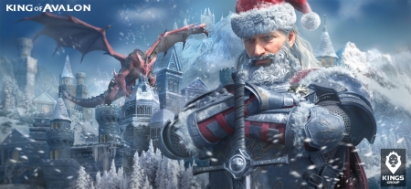 Santa knight - hat, blue, man, knight, christmas, santa, kingsgroup games, fantasy, dragon, craciun, castle, luminos