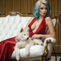 Beauty with dog