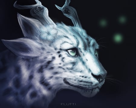 Charr - charline k, fantasy, charr, snow leopard, luminos, horns