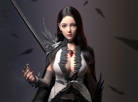 Sorceress - cifangyi, fantasy, black, hand, sorceress, girl