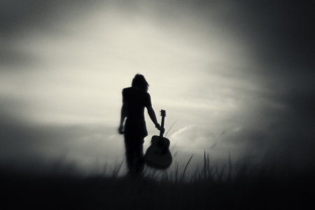 â™¥ - silhouette, abstract, lady, guitar