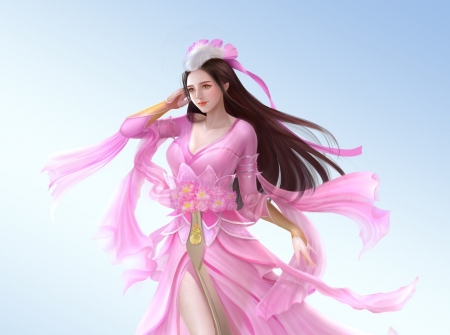 Fantasy girl - zvj, girl, pink, luminos, frumusete, fantasy