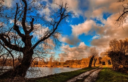 Lake - sky, lake, trees, clouds