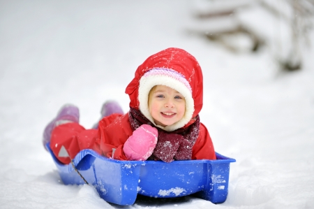 Little Girl - winter, girl, christmas, sleigh