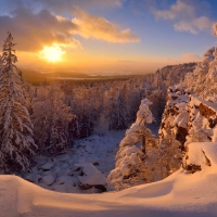 Golden winter sunset