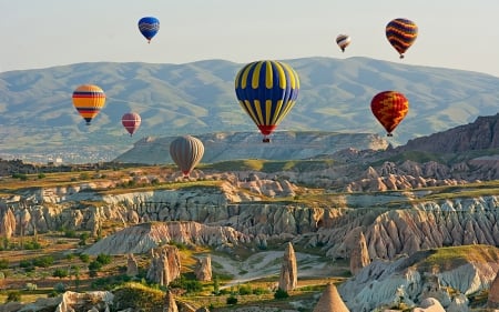 Hot Air Balloons - aircraft, balloons, hot air balloons, landscape