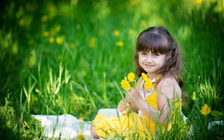 Little Girl - mood, flowers, summer, girl