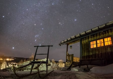 Cabin under the Stars - space, house, fun, galaxies, stars, cool