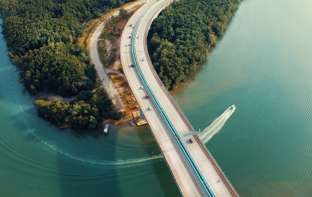 Aerial view of bridge